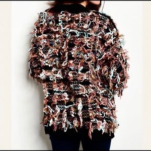Brix Tassel boho shag cardigan knit sweater